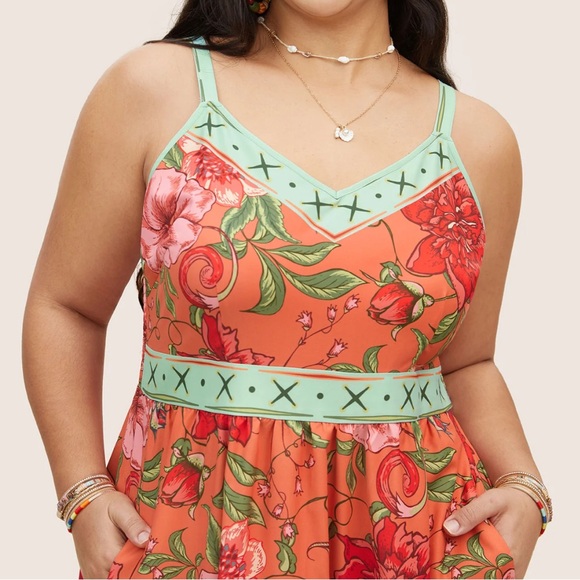 Bloomchic Floral Print Elastic Waist Shirred Cami Dress - Picture 4 of 7